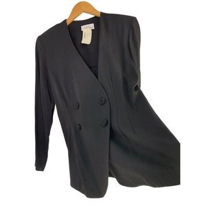 Womens NWT Vtg Ashlee Black Blazer 1972 Double Breast Size 10 fits S/M 6092